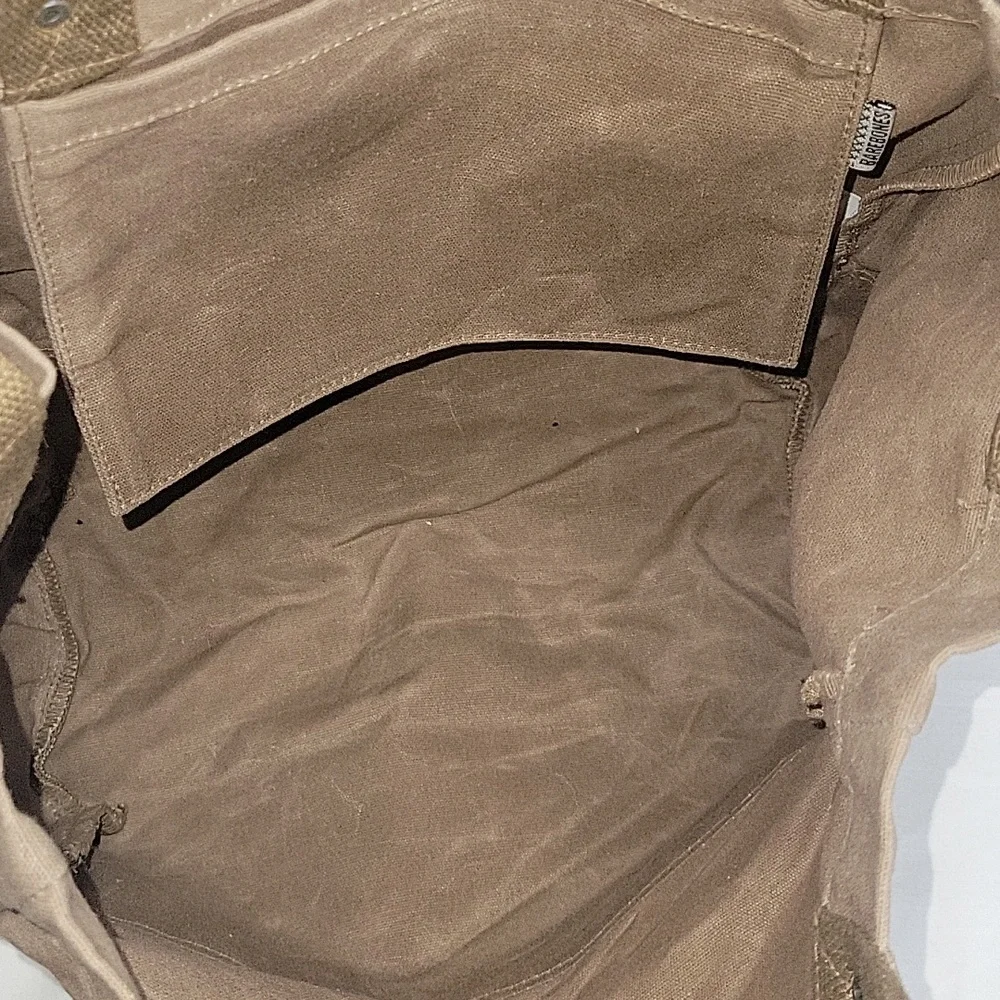 Barebones Waxed Canvas Two-Tone Tote Bag in Brown and Black